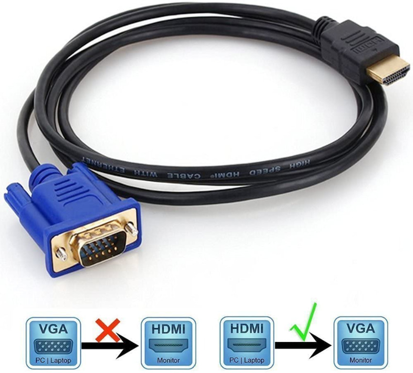 HDMI to VGA Cable, 6Ft 1.8M 1080P HDMI Male to VGA Male D-SUB 15 Pin M ...