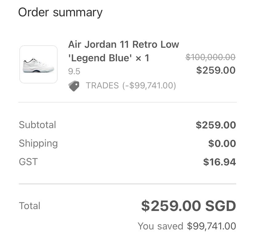 Jordan 11 legend blue retail, Men's 