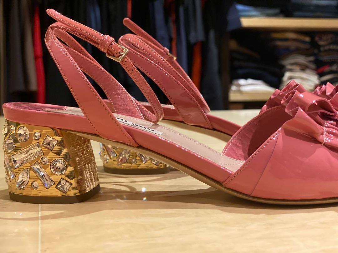 Miu Miu Pink Studded Low heels Luxury Sneakers Footwear on