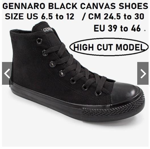 NEW IN BOX GENNARO ITALIA HIGH CUT CANVAS SHOES BLACK SHOE FASHIONABLE HIGHCUT FOOTWEAR
