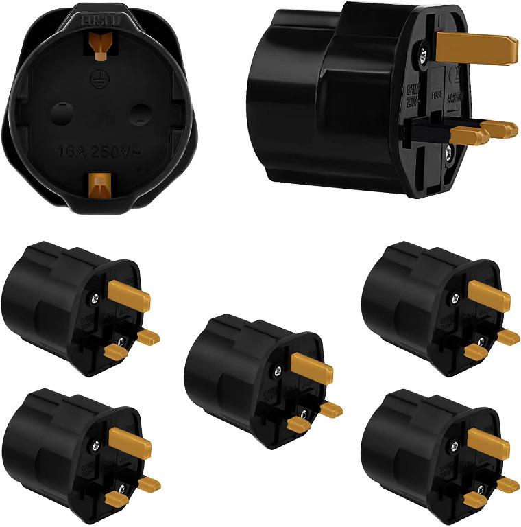 Incutex 2x Power Adapter EU to UK Travel Plug Socket European SchuKo in white Europe 2-Pin to 3-Pin UK 13A Fuse