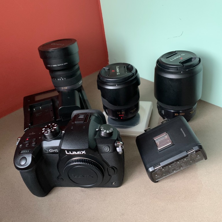 Panasonic GH5 with three lenses and XLR adapter, Photography, Cameras
