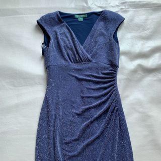 Ralph Lauren 深藍銀絲針織連身裙