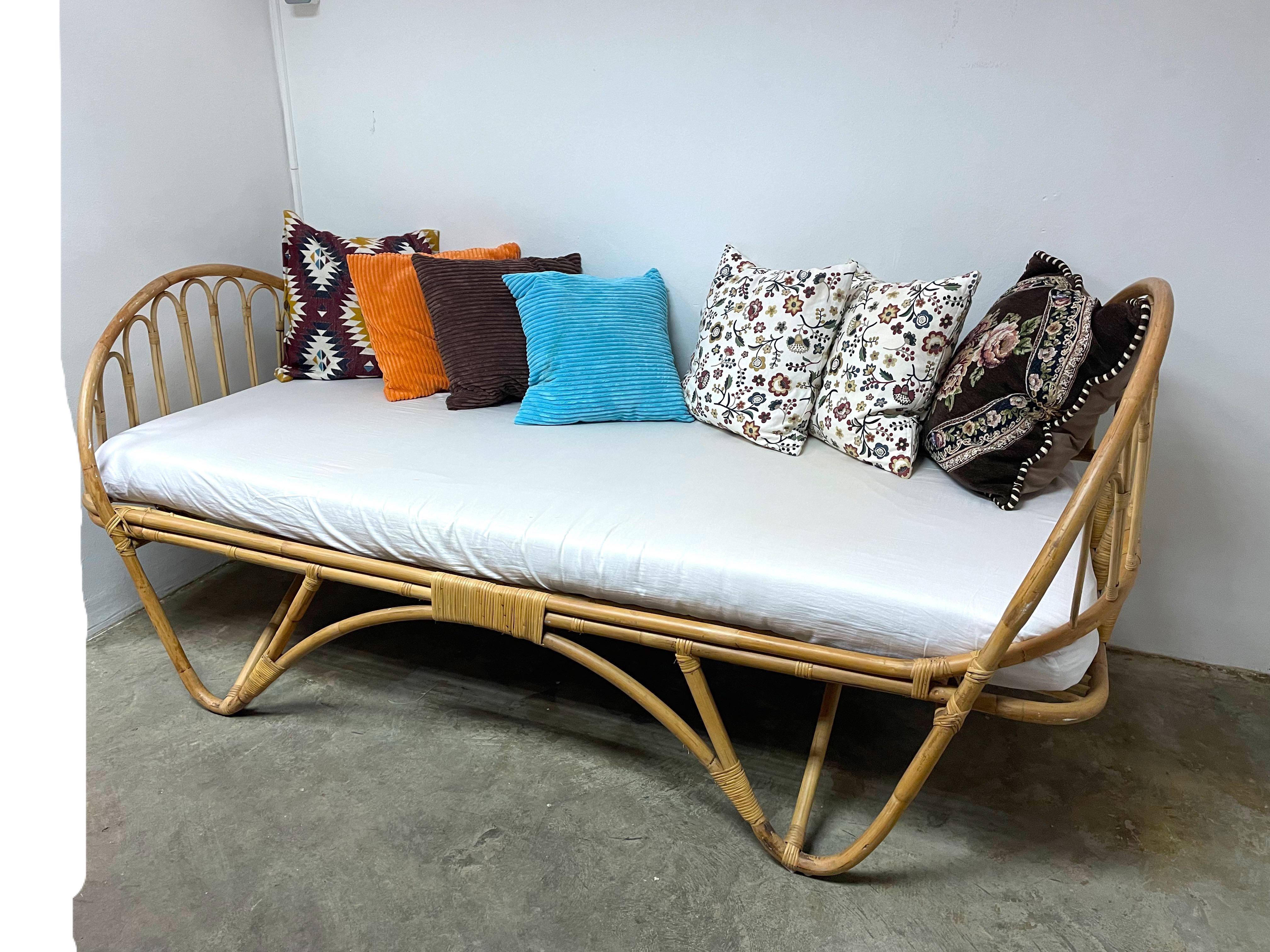 Rattan Day bed/Single bed, Furniture & Home Living, Furniture, Bed Frames & Mattresses on Carousell