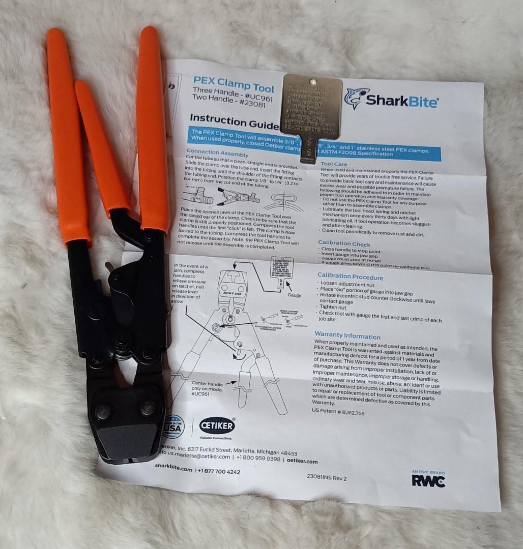 SharkBite UC961 PEX Clamp Tool, 3/8Inch, 1/2in, 3/4Inch, and 1"Inch