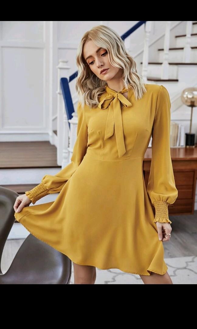 Shein mustard outlet dress