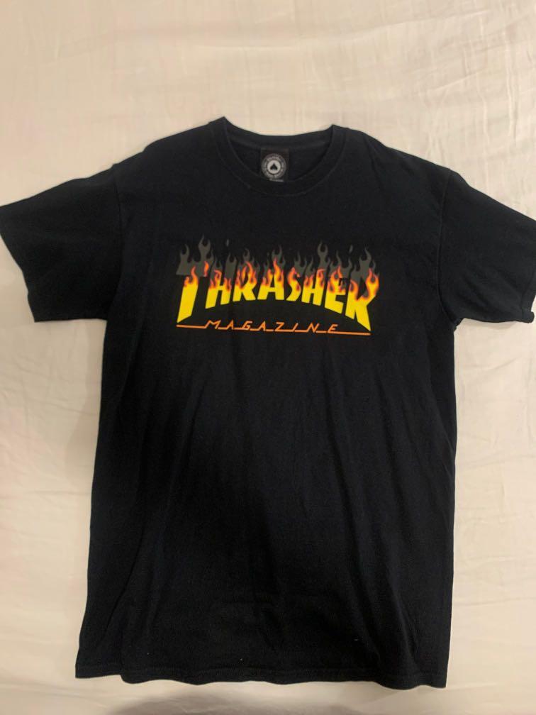 Thrasher Flame Tee, Men's Fashion, Tops 
