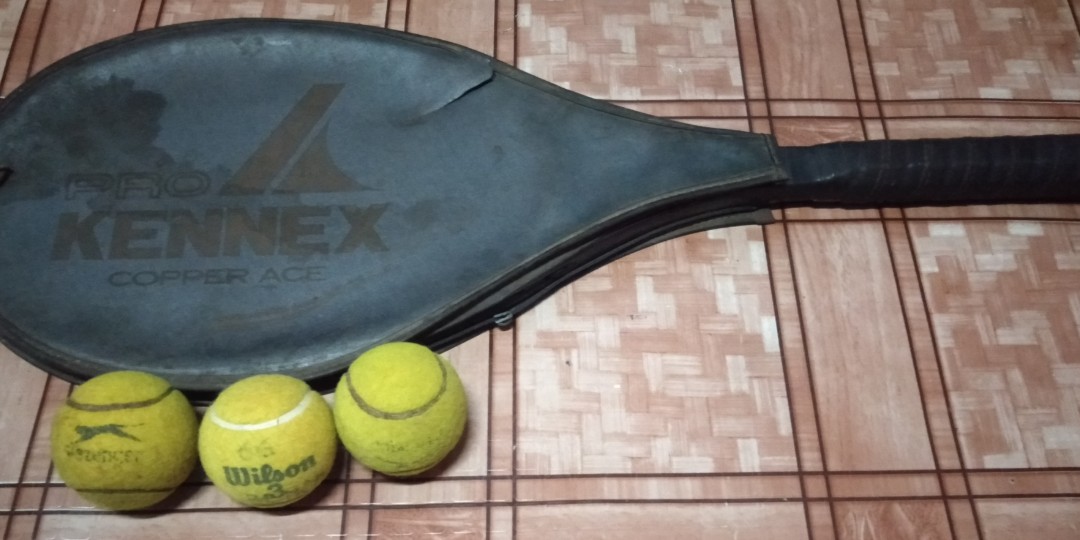 Raquette De Tennis Vintage Pro Kennex Copper Ace, Graphite, Grip 4 3/8, Avec Enveloppe En Peau De Vache
