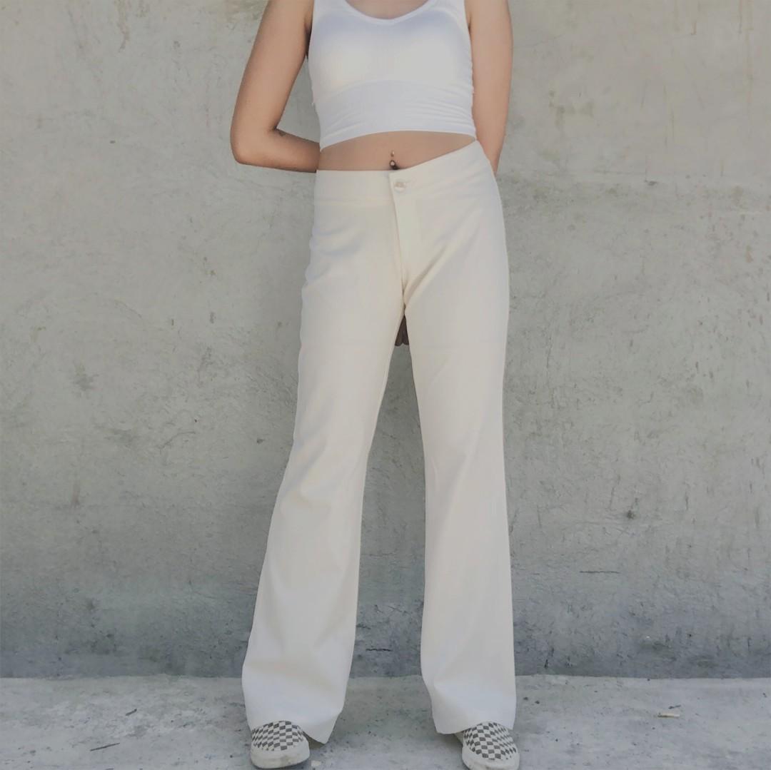 White high waist trousers / pants, Women's Fashion, Bottoms, Other Bottoms  on Carousell