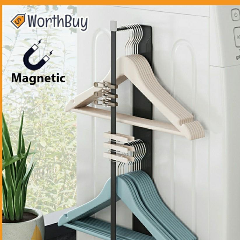 Wall Mounted Magnetic Hanger Storage Rack Laundry Clothes Hanger Organizer Shelf Furniture Home Living Furniture Shelves Cabinets Racks on Carousell