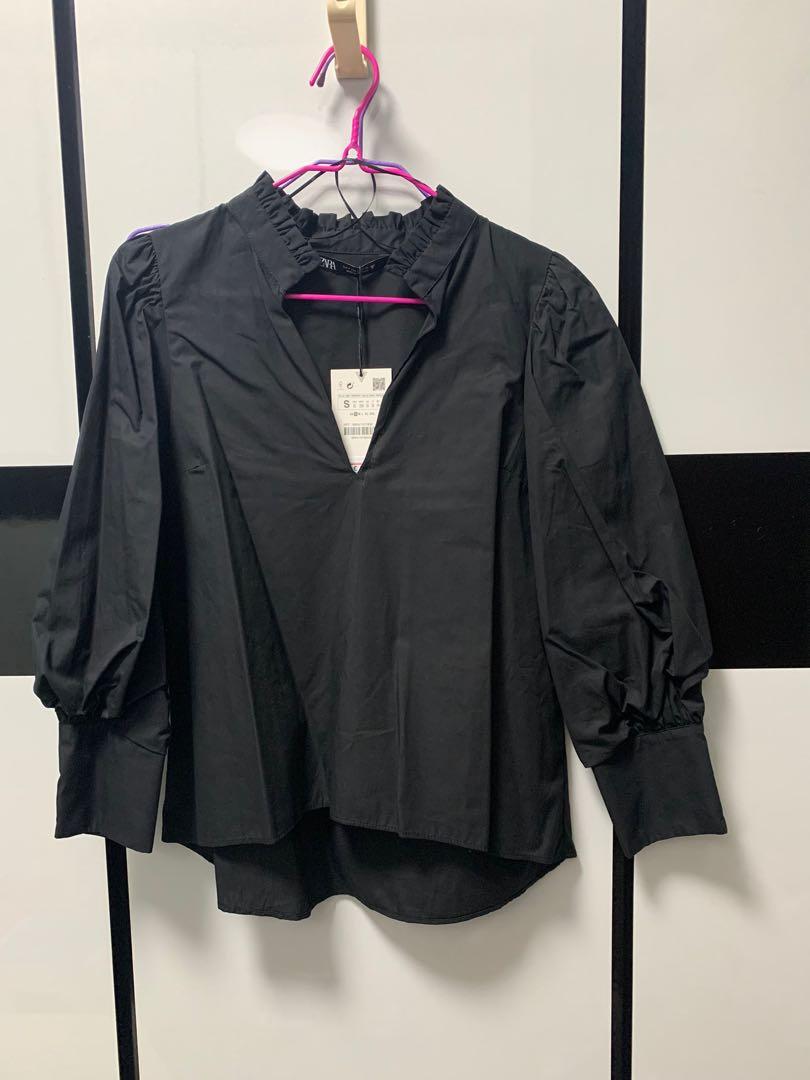 Black poplin blouse clearance