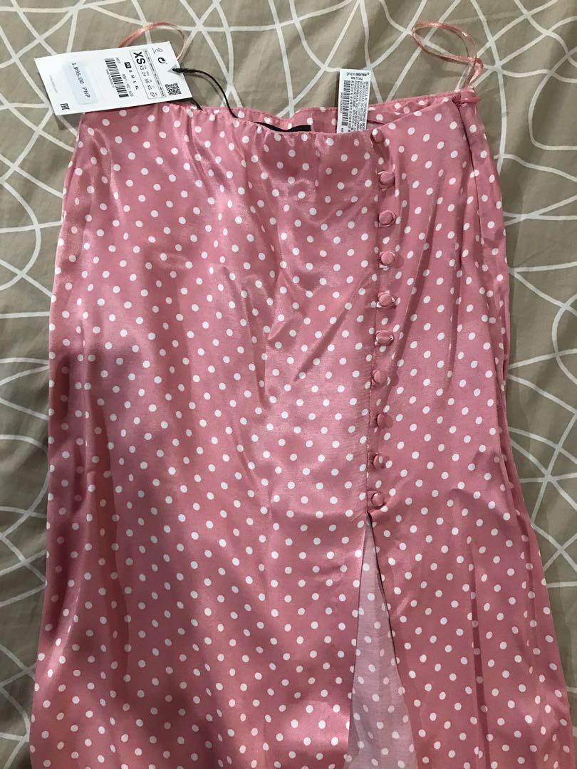Zara pink polka dot deals skirt