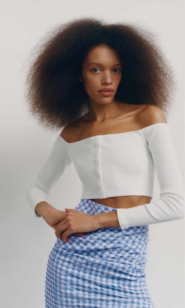zara white off the shoulder top