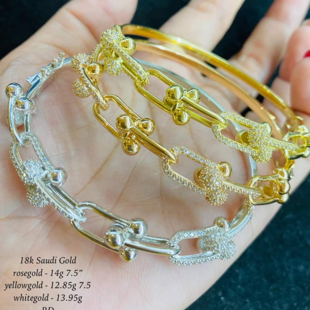 18K Saudi Gold Bangles Tiffany Hardware 