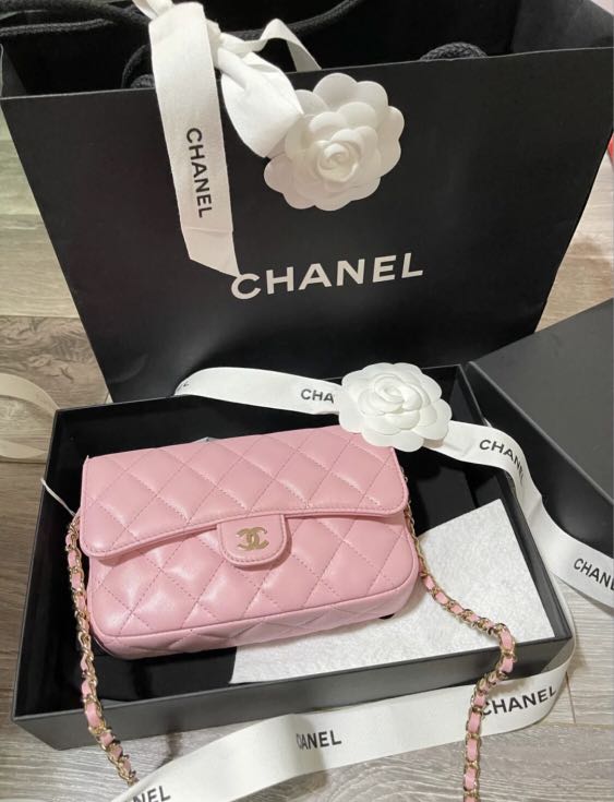 90% New Chanel classic flap phone holder with chain woc wallet