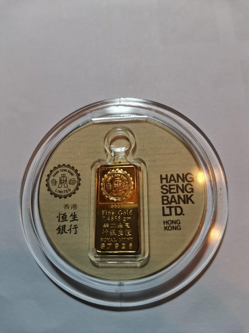 中古懷舊80s年代Hang Seng Bank 香港恒生銀行官方發行足金財神金牌, 興趣及遊戲, 收藏品及紀念品, 錢幣- Carousell