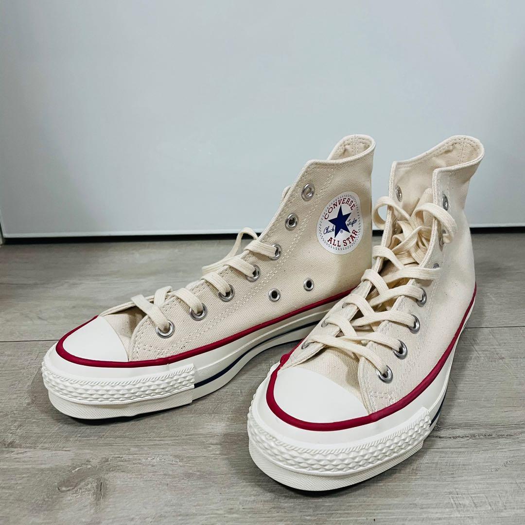new 日本製Converse made in 高筒米白色帆布鞋high top cream white sneakers, 女裝, 鞋, Carousell