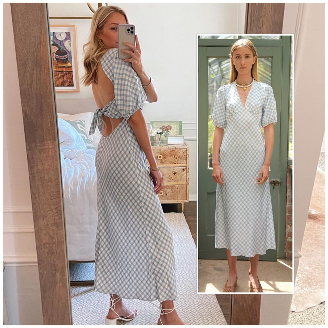 BNWT RIXO Steph Midi Dress authentic Blue Grey Check Women s Fashion Dresses Sets Dresses on Carousell