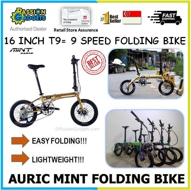 Auric Mint Parts Bike 16inch T9 Foldable Bicycle Oil Slick Rainbow 