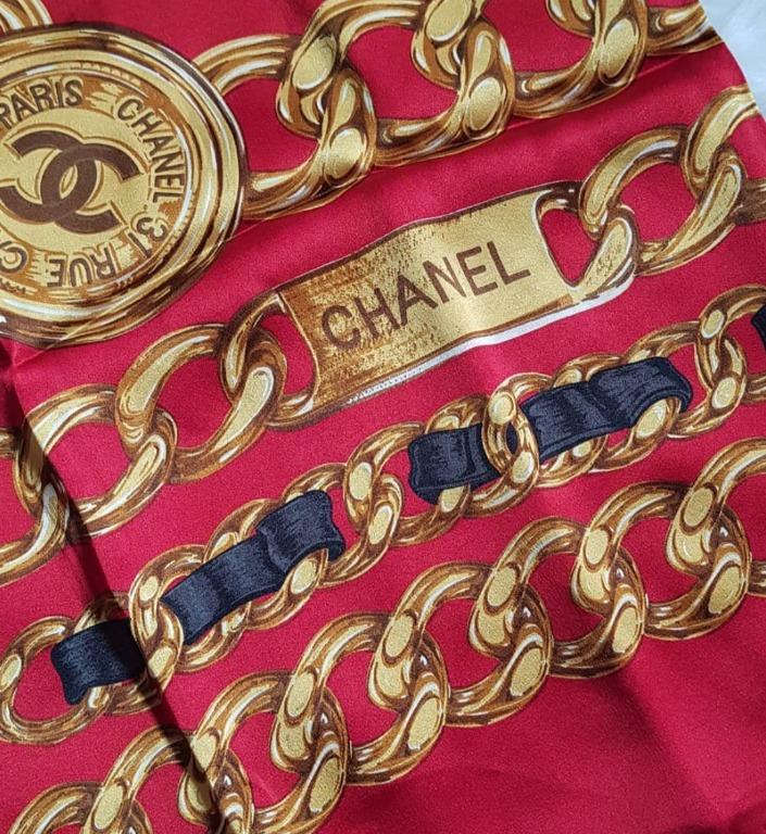 Authentic vintage CHANEL silk big square scarf, Luxury