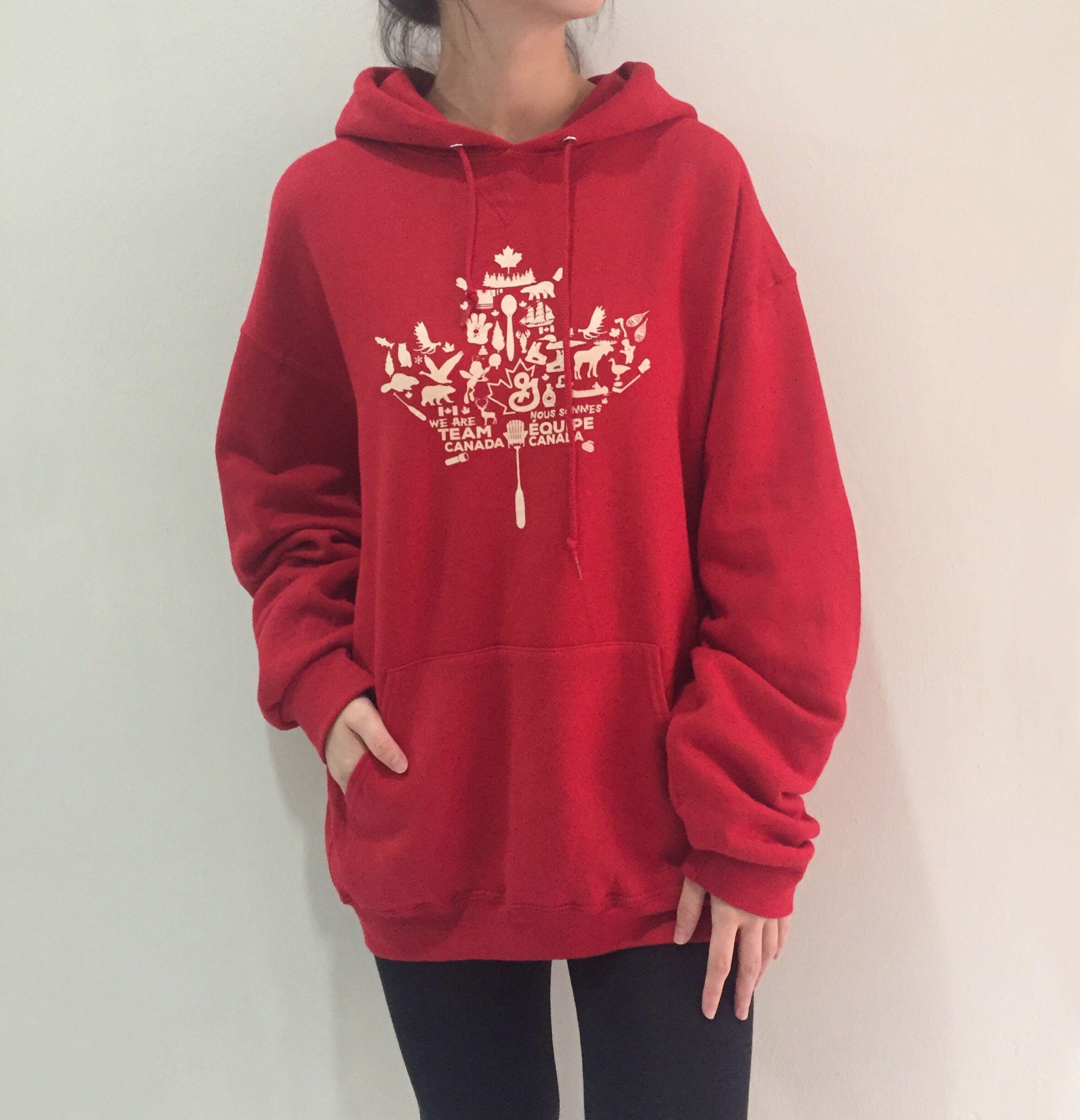 Canada red oversized hoodie Women s Fashion Tops Longsleeves on