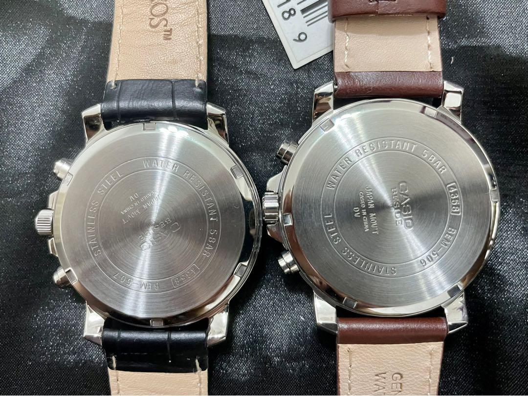 Casio Enticer Gent s Beside Watch Genuine Leather Strap BEM 507BL BEM 506L