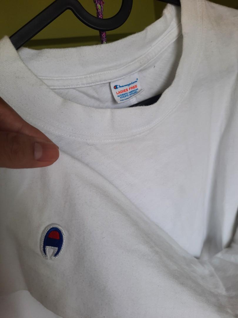 Champion basic t shirt kaos polos putih vintage original long sleeve panjang