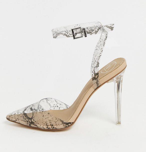 Snake print perspex 2025 heels