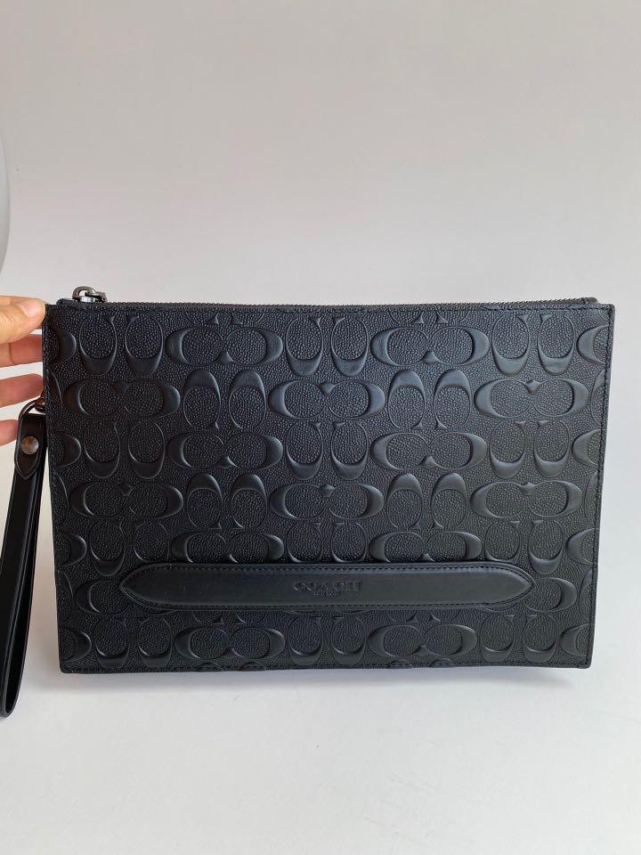 COACH STRUCTURED POUCH IN SIGNATURE LEATHER COACH F75914