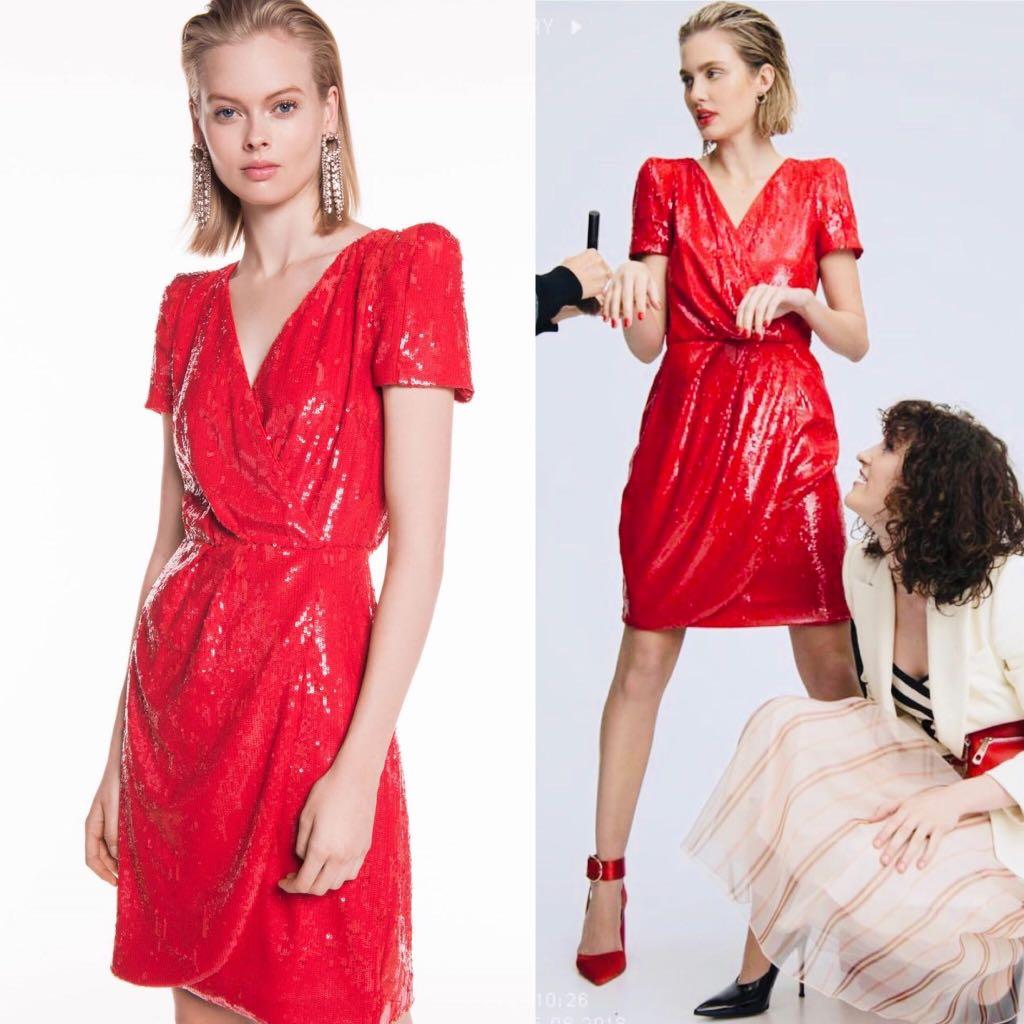 Cue Sequin Red Dress Size AU 12 US 8