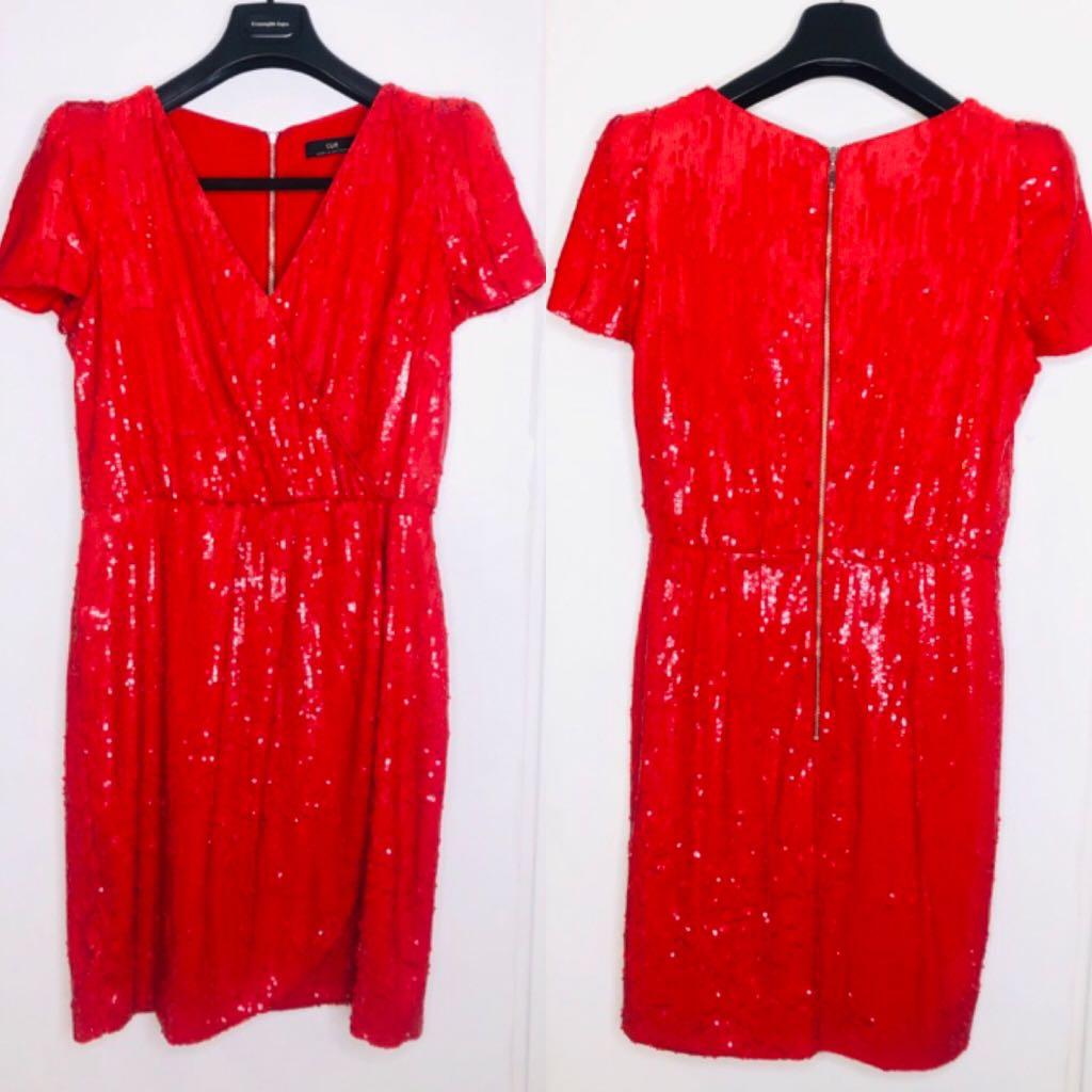 Cue Sequin Red Dress Size AU 12 US 8