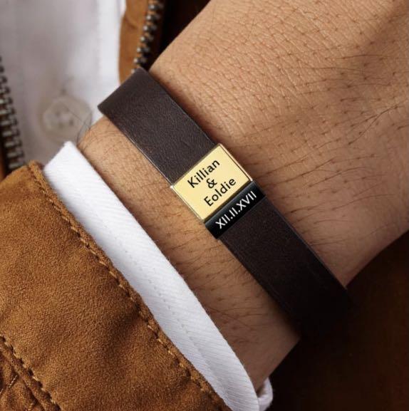 Custom Leather Bracelet Genuine Leather Personalized Gift for Him