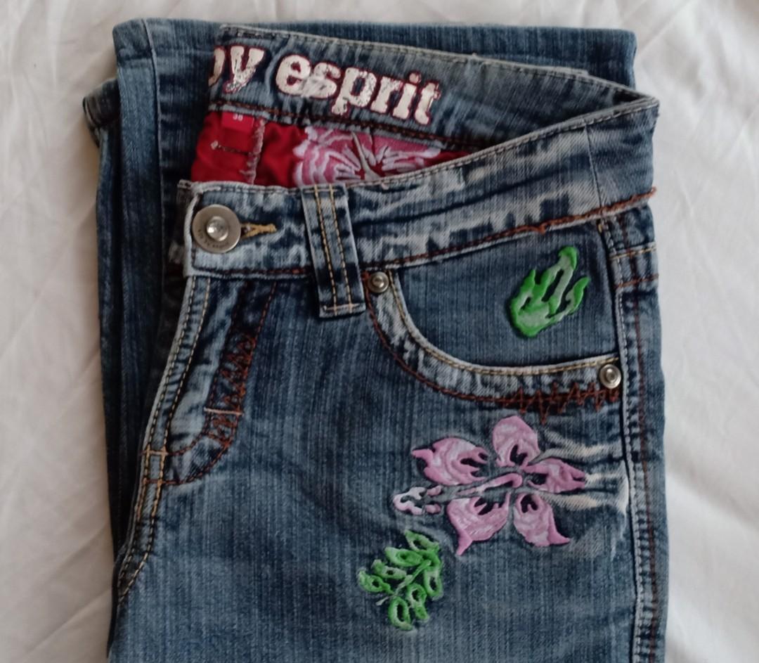 EDC BY ESPRIT Vintage Dark Wash Low Waisted Flared Cyber Y2K Jeans ...