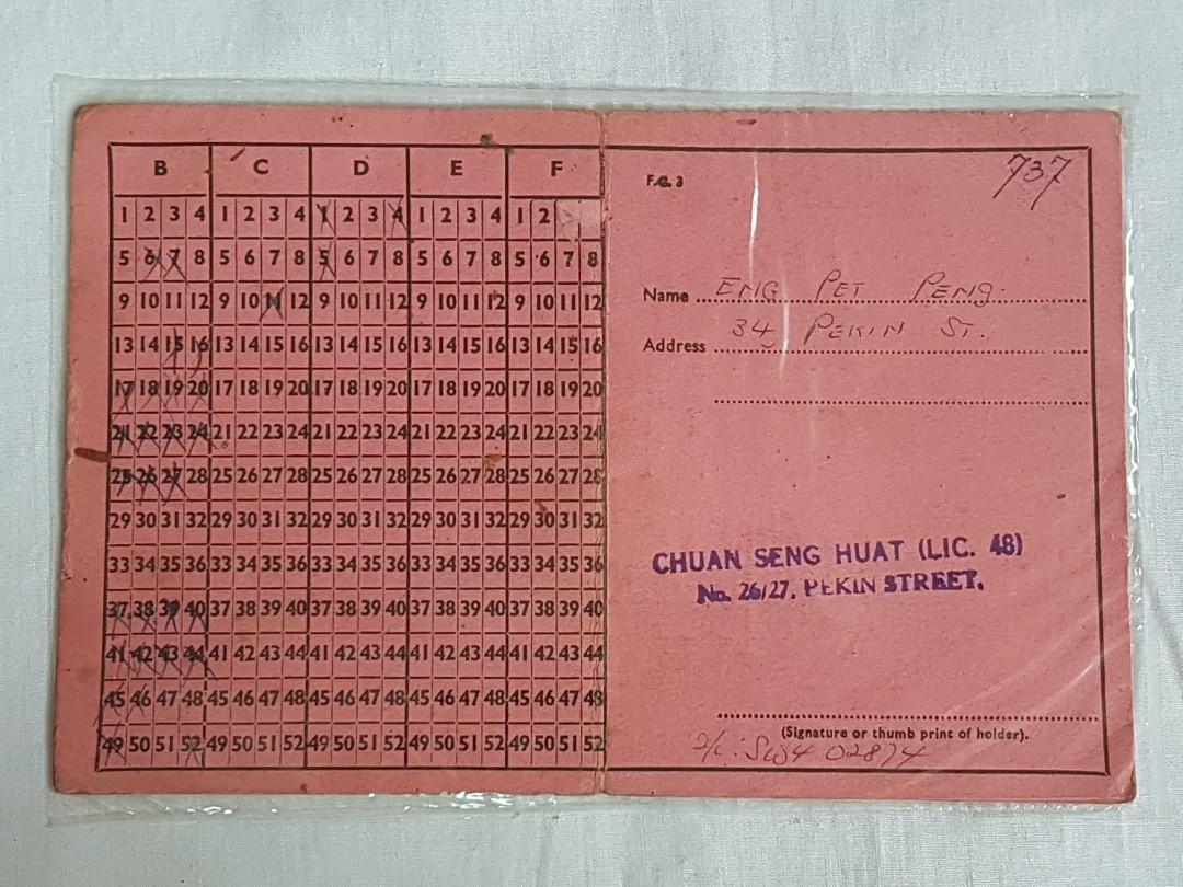 Pink Ration Card Colour Food Control Singapore Ration Card Pink Color 1952, Women's Fashion ...