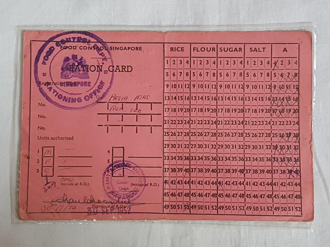 Pink Ration Card Png Food Control Singapore Ration Card Pink Color 1952, Women's Fashion ...