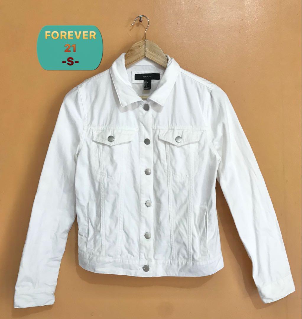 forever 21 white denim jacket