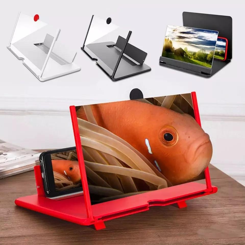 10-inch 3D Mobile Phone Screen Magnifier HD Video Amplifier Stand Bracket with Movie Game Live Magnifying Folding Phone Holder Red