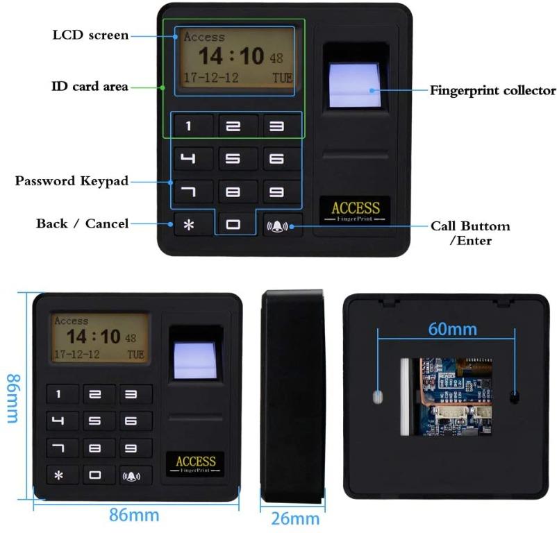 HFeng DIY Fingerprint Door Access Control System Biometric RFID Keypad