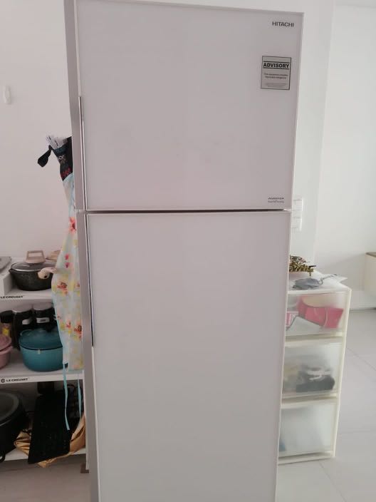 Hitachi white glass fridge sale