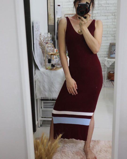 H&m maroon dress sale