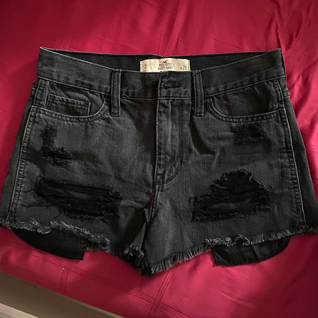 Hollister black jean shorts hot sale