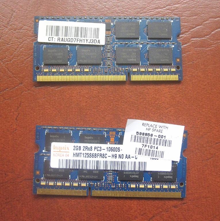 Two 2GB DDR3 1333Mhz Laptop RAM (Category: Computer Parts) located in Mandaue City. Submitted by oddball84 (Listing ID 1088961719, Image 1). Description: Two Hynix 2GB memory (RAM) for laptops. Original. In great condition..