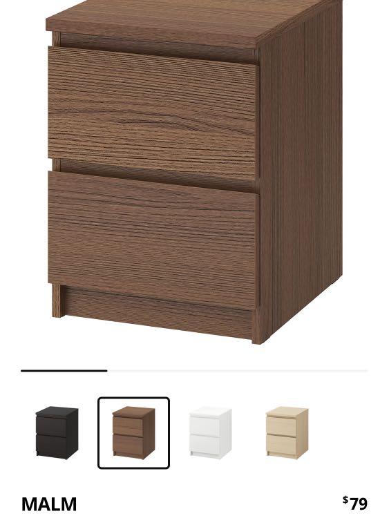 Ikea Malm bedside table (2 drawers), Furniture & Home Living, Furniture