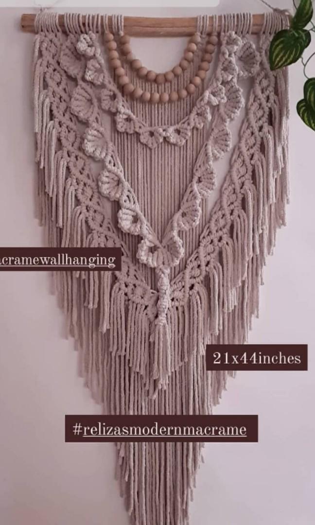 Macrame wall hanging decor 21x44inches (Category: Wall Decor) located in Binan City. Submitted by relizas_modern_macrame (Listing ID 1089125268, Image 3). Description: branch 21inches length 44inches single 8layer design made of natural cotton rope . . product origin binan city laguna ph . . mode of payment gcash bpi shipping thru lalamove toktok j&t abest express pm for orders.