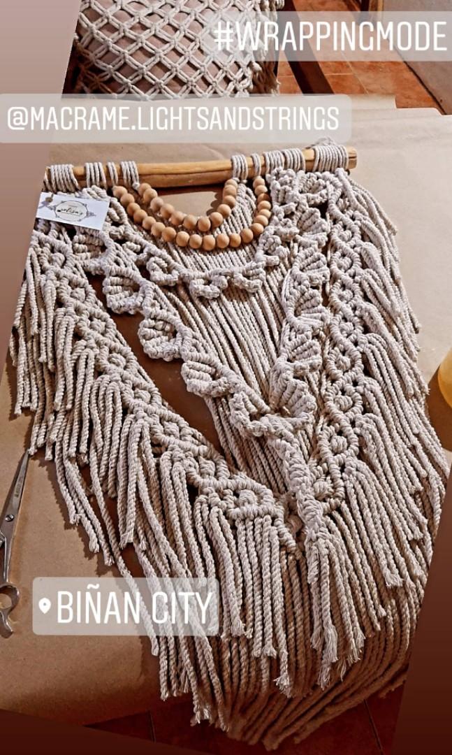 Macrame wall hanging decor 21x44inches (Category: Wall Decor) located in Binan City. Submitted by relizas_modern_macrame (Listing ID 1089125268, Image 2). Description: branch 21inches length 44inches single 8layer design made of natural cotton rope . . product origin binan city laguna ph . . mode of payment gcash bpi shipping thru lalamove toktok j&t abest express pm for orders.
