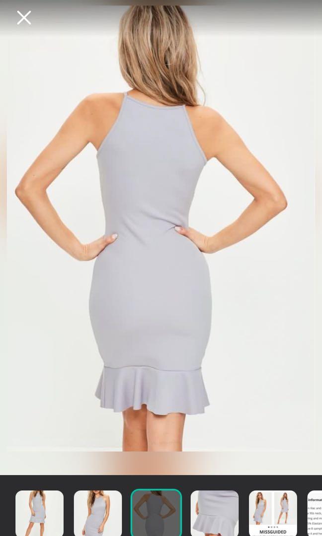 Missguided scuba frill hem mermaid high neck work dress light purple lilac Women s Fashion Tops Sleeveless on Carousell