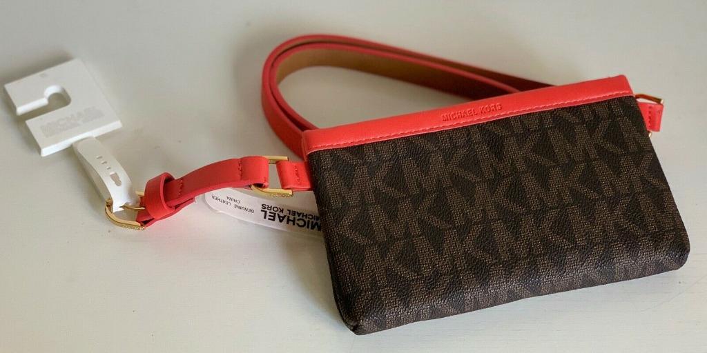 NEW! MICHAEL KORS MK BROWN RED SIGNATURE LOGO HIP PACK FANNY PACK WAIST  BELT BAG SALE, Women's Fashion, Watches & Accessories, Belts on Carousell