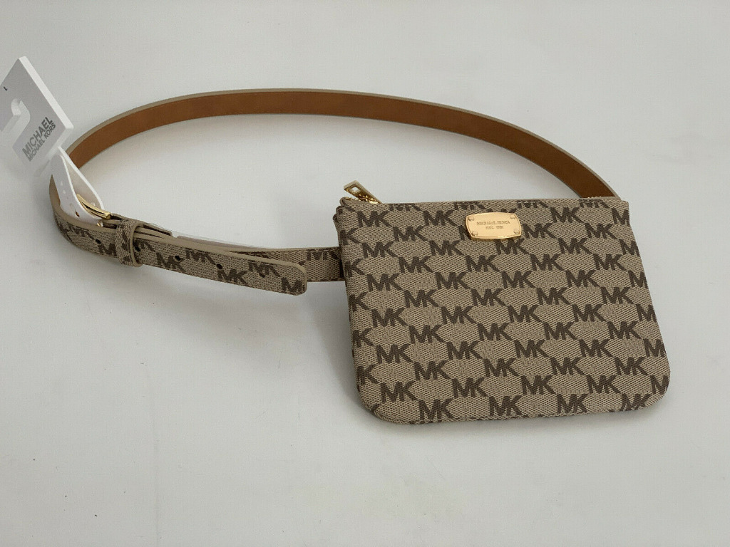 NEW MICHAEL KORS MK NATURAL BROWN HIP PACK FANNY PACK WAIST BELT BAG LARGE 78 SALE
