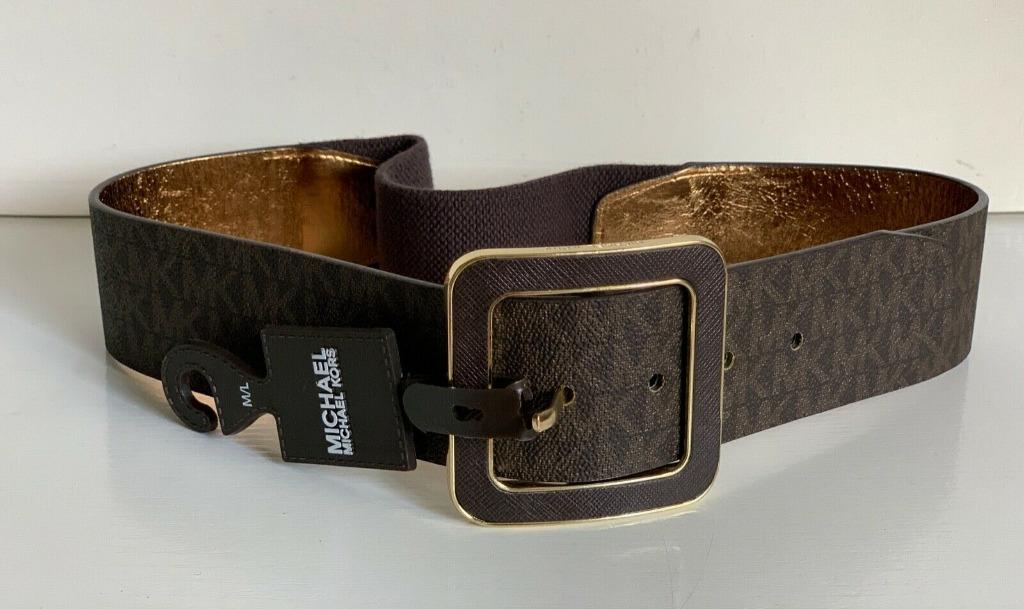 Michael Kors Brown to Black Reversible Mk Logo Synthetic Leather Belt 553793C