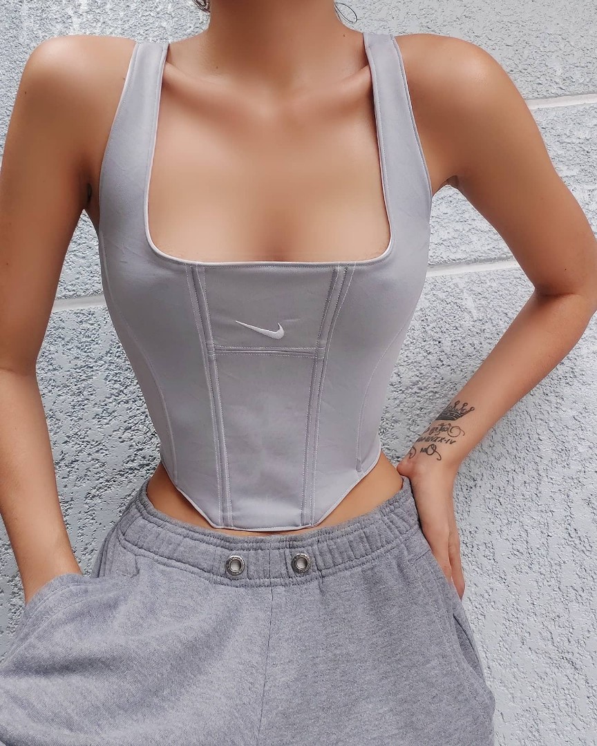 Nike corset top 🤍🖤 lace up, Women's Fashion, Tops, Others Tops on  Carousell